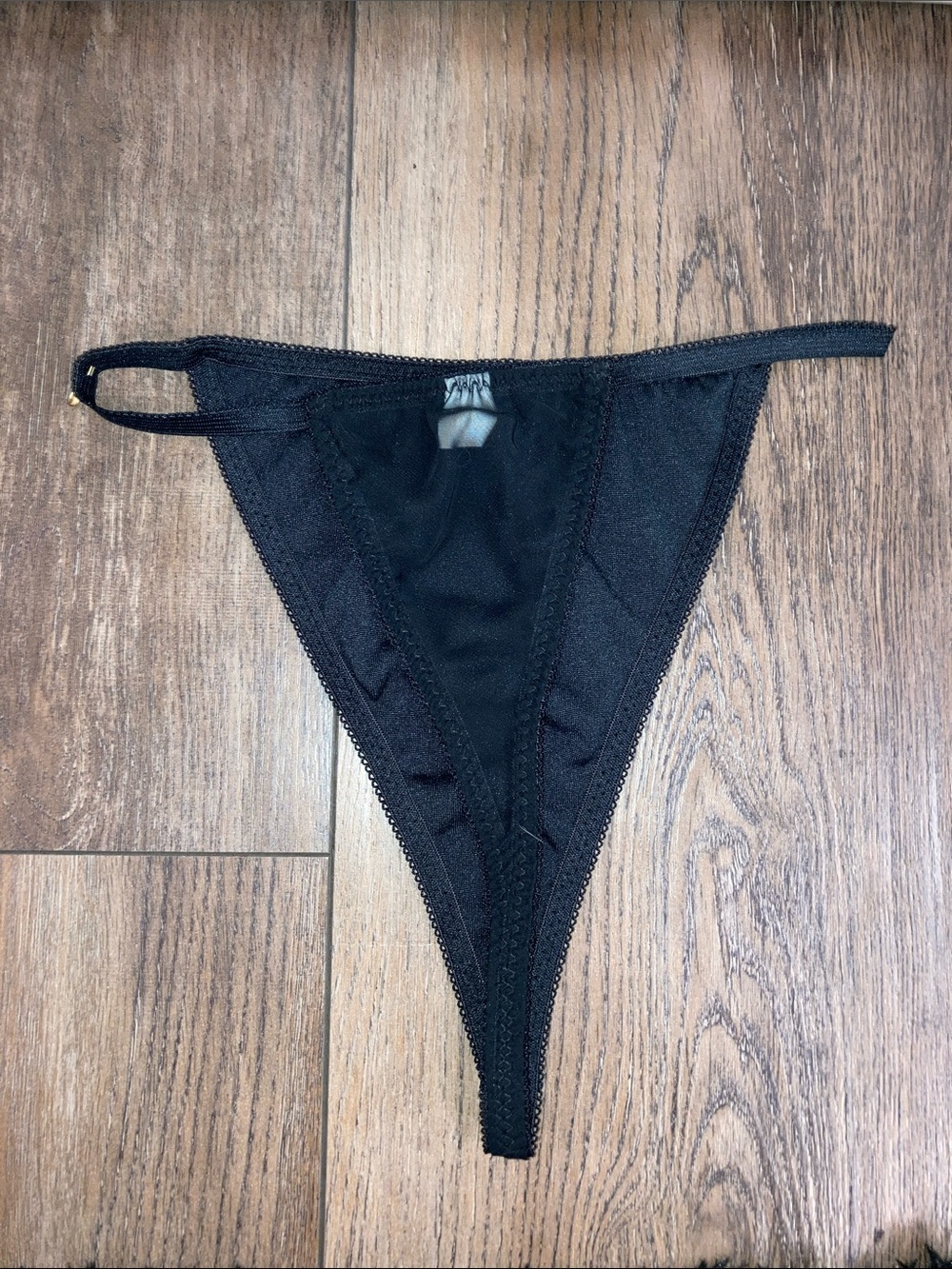 Black Sheer Marabou Trim Babydoll Lingerie Two Piece Set - Pre-loved - Picture 5 of 5